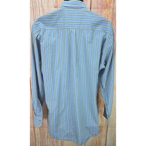 Peter Millar Mens Blue-Green Striped Dress Shirt Large - Picture 2 of 6